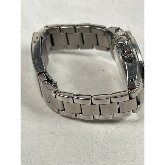 Fossil Watch Womens 37mm Pave Bezel Decker Chrono Date Silver Tone New Battery - Picture 5 of 11